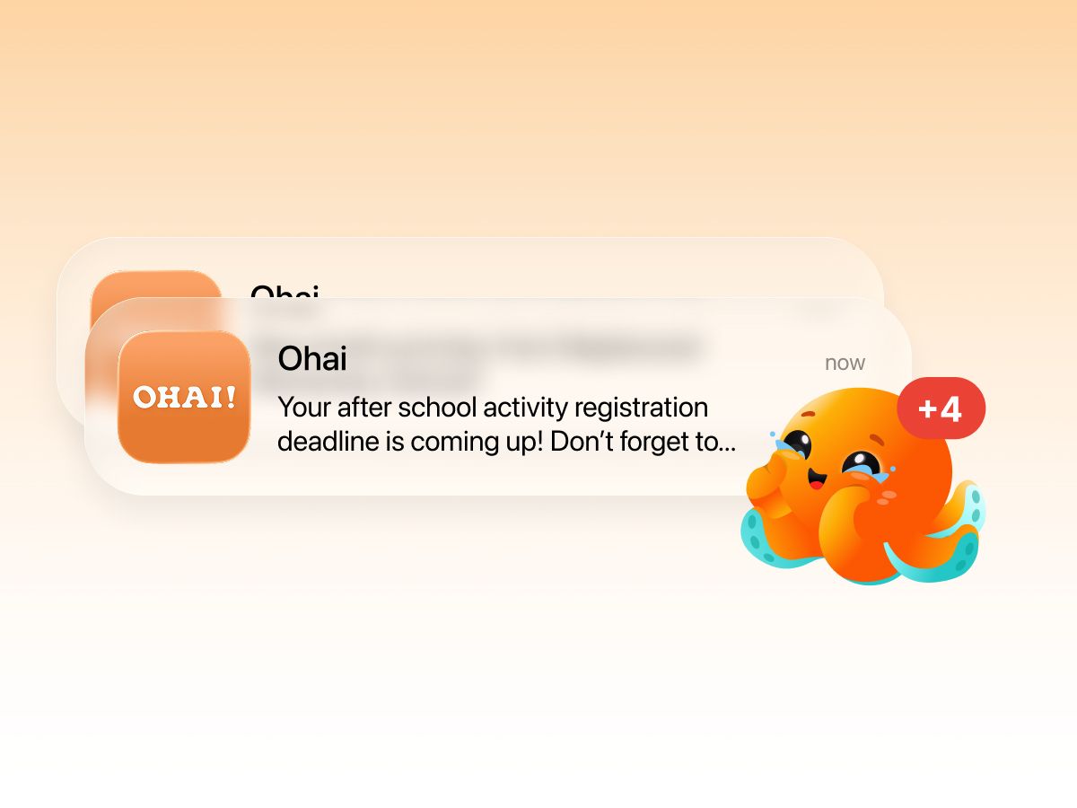 A reminder notification for an after-school activity registration deadline