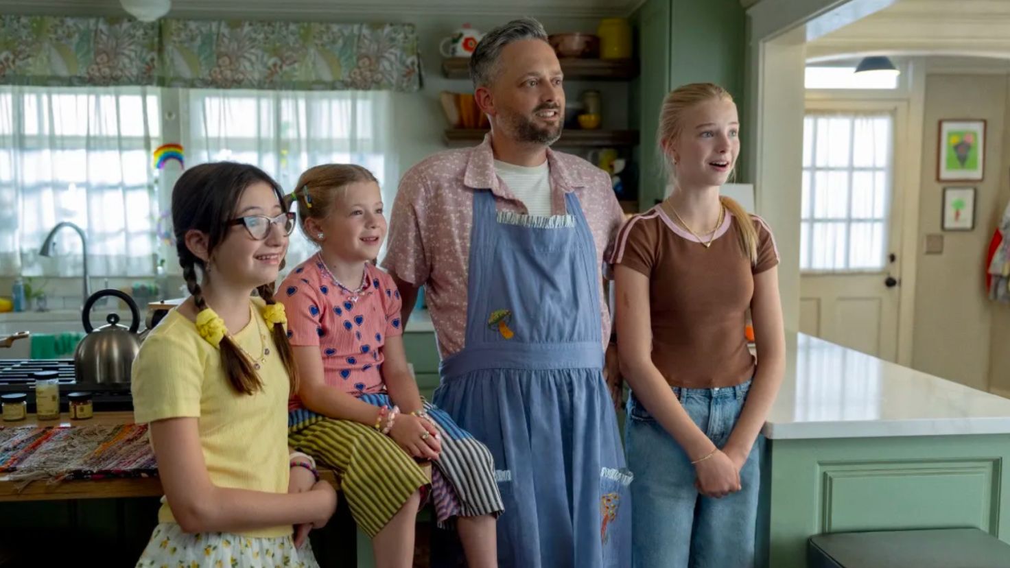 A still from the 2026 film The Breadwinner, which plays the clueless stay-at-home-dad trope for laughs