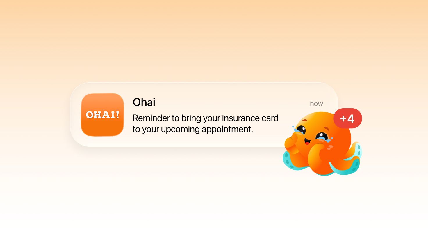 Ohai reminder set to bring an insurance card to an upcoming appointment