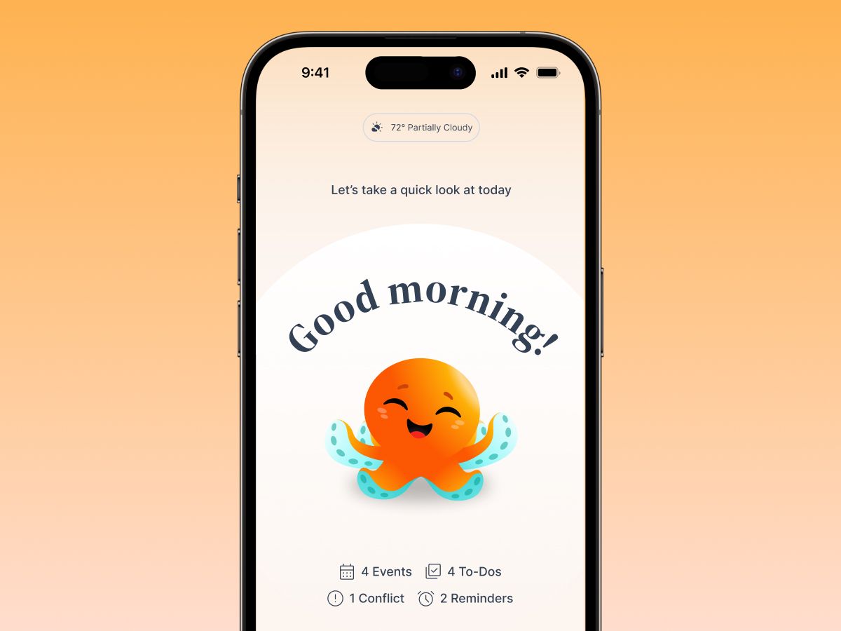 Ohai's morning Daily Ping summarizing a family's back-to-school schedule for the day